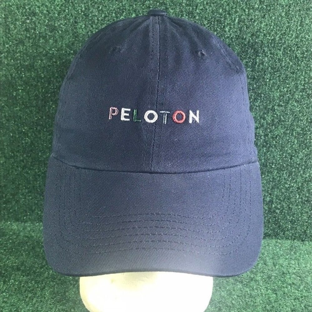 Peloton Blue Cotton Spellout Hat Run Cycling Baseball Adjustable Gym Workout